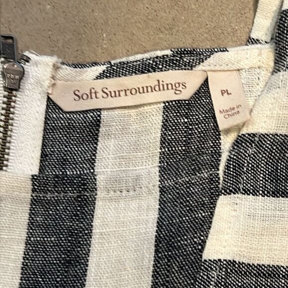 Soft Surroundings Sunset Linen Cold Shoulder White Grey Tunic Top C28 - Picture 7 of 9